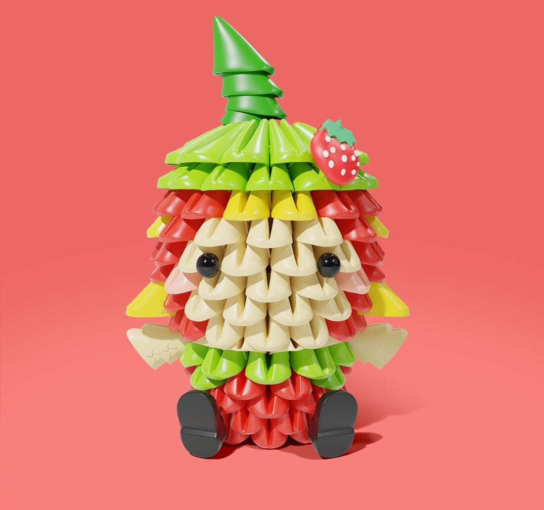 折り紙手芸から生まれたブロック玩具・トリコファン（イチゴガール