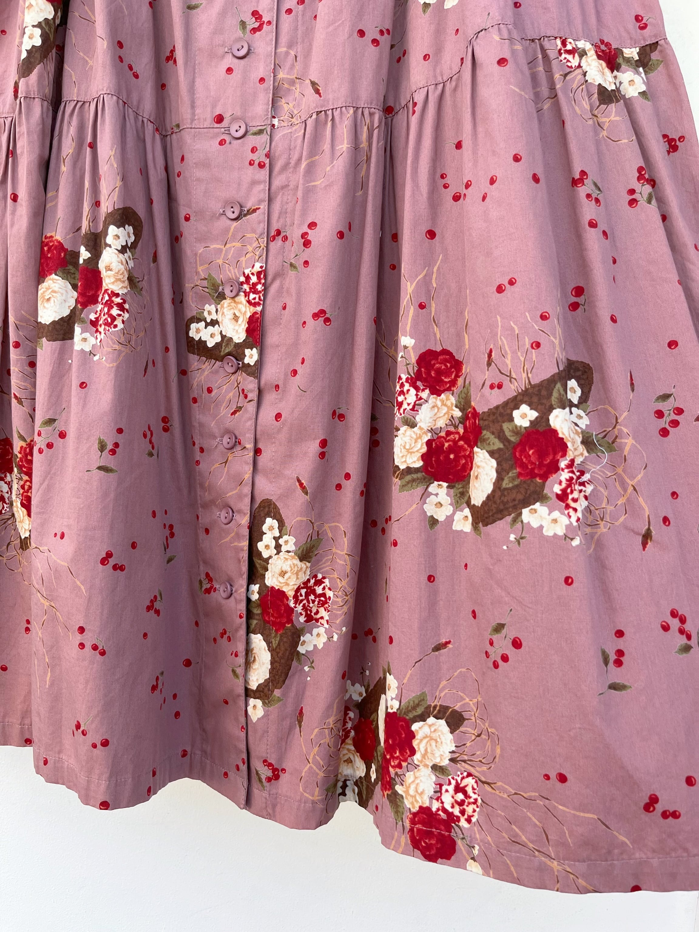 KETTY / pink purple flower tiered skirt