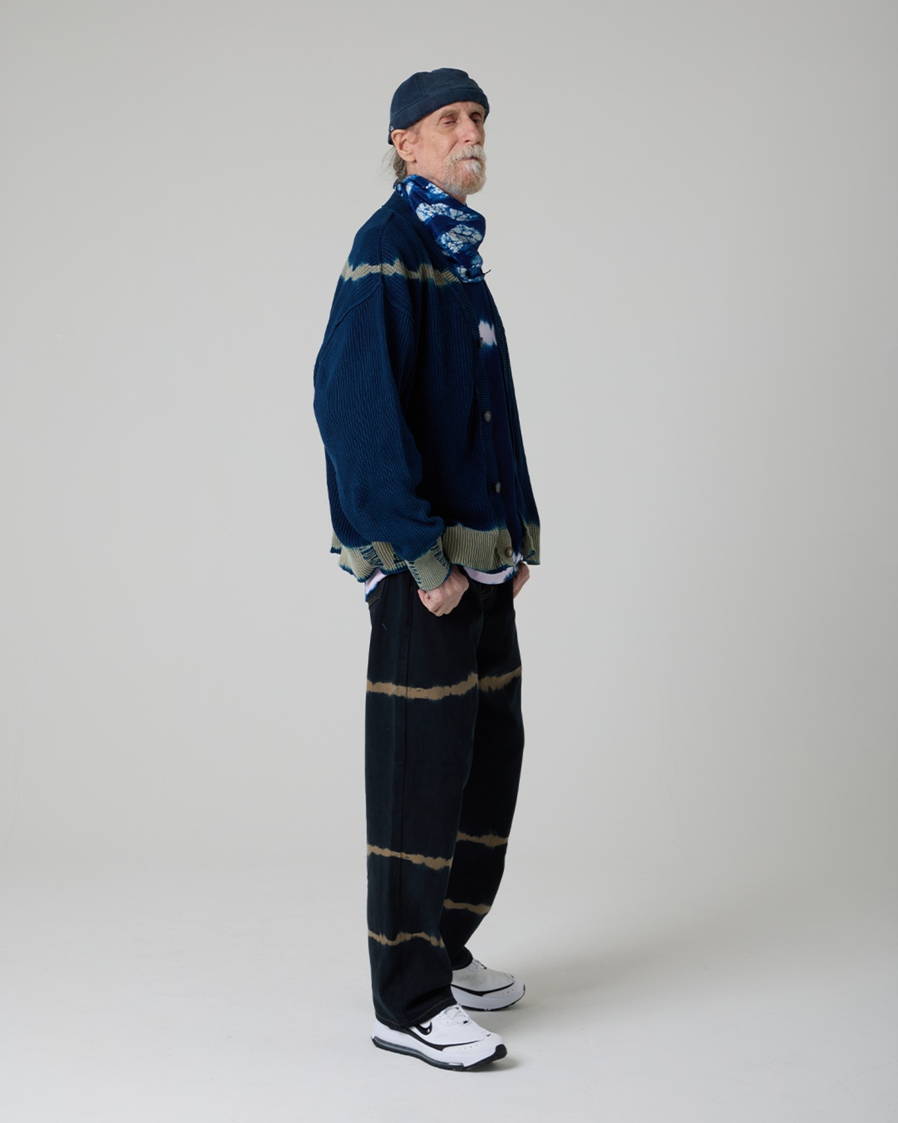 【3着限定販売 / 最短即日発送】藍染めタイダイニットカーディガン 荒川