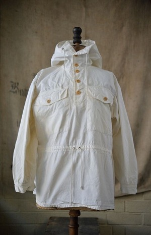 Vintage 1940 Swiss military white cotton anorak