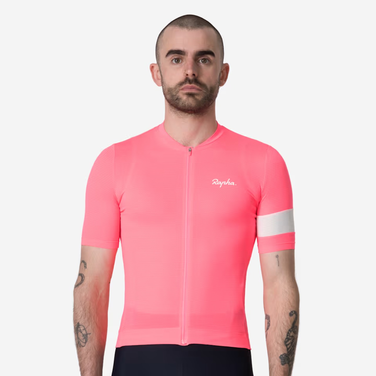 RAPHA Men's Core Lightweight Jersey High-Vis Pink / White Alyssum
