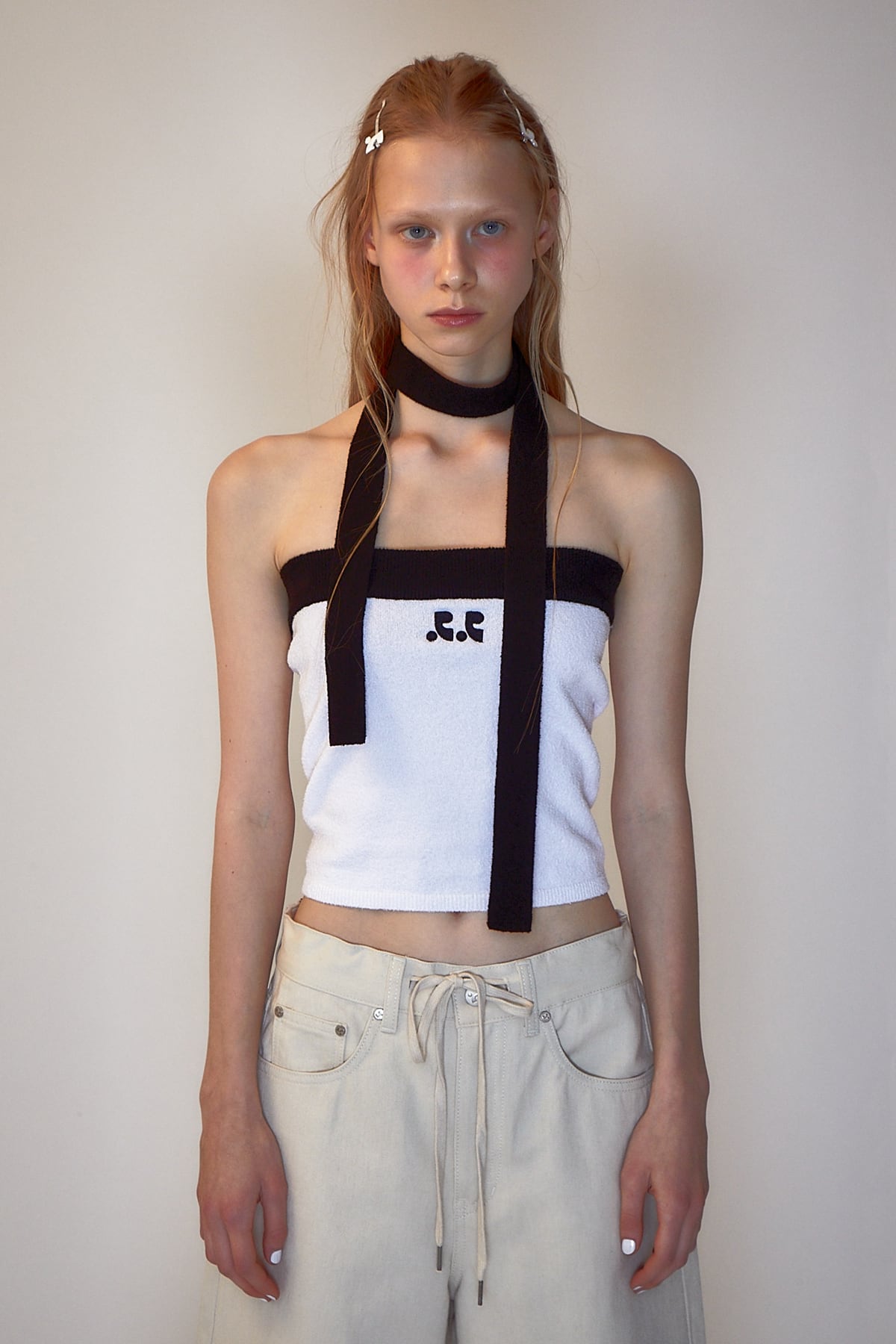 rest & recreation] RR LOGO KNIT TUBE TOP - WHITE 正規韓国ブランド