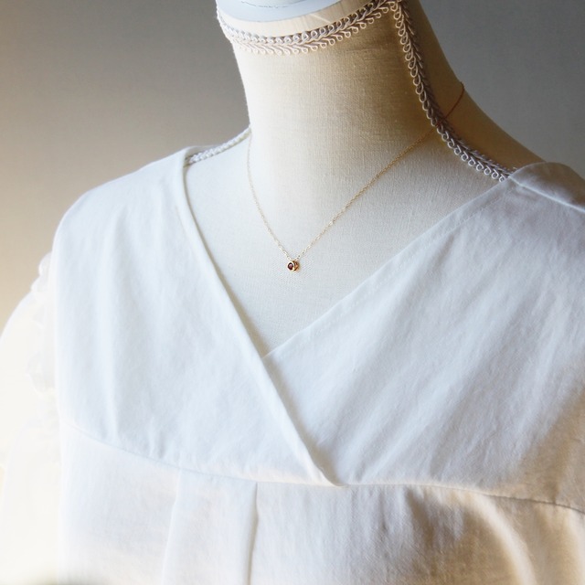 14Kgf｜宝石質ルビーのひと粒ネックレス