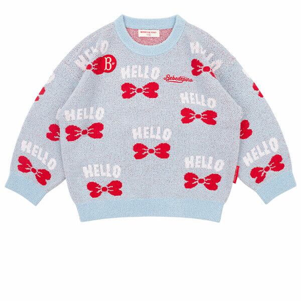 BEBE DE PINO] All over hello ribbon sweater 正規品 韓国ブランド