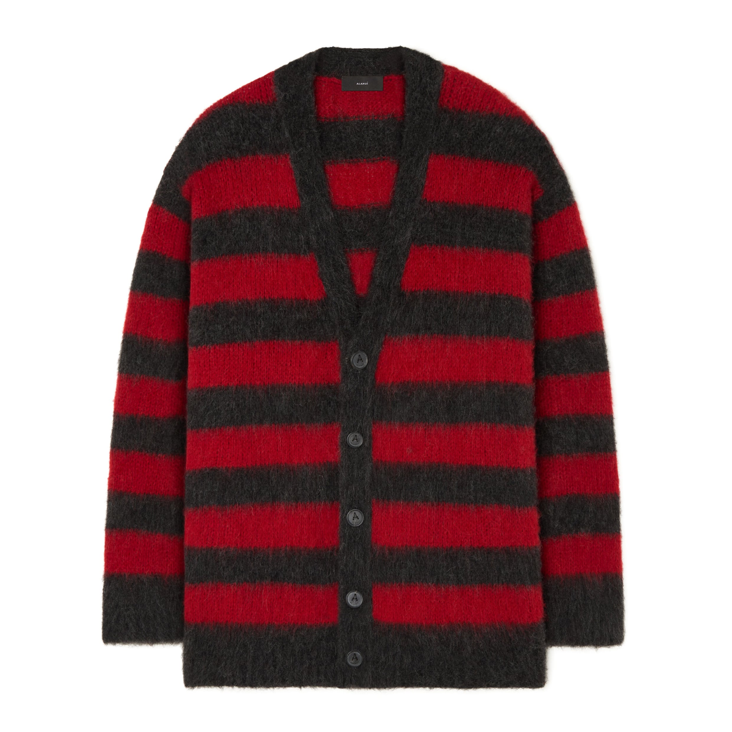 ALANUI GRUNGE STRIPES CARDIGAN RUBY CHARCOAL