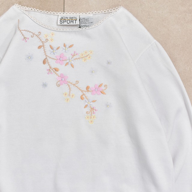 90s JACLYN SMITH flower embroidery design sweatshirt