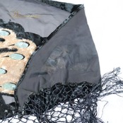 フラメンコ 衣装 シージョ ピキージョ 小物 ブラック系 黒 ベージュ系 ブルー系 水色 孔雀柄 ベロア トライアングル フレコ ダンス 三角形 イベント 孔雀模様 フリンジ付き 練習用 舞台衣装 エレガント デザイン オシャレ アクセサリー