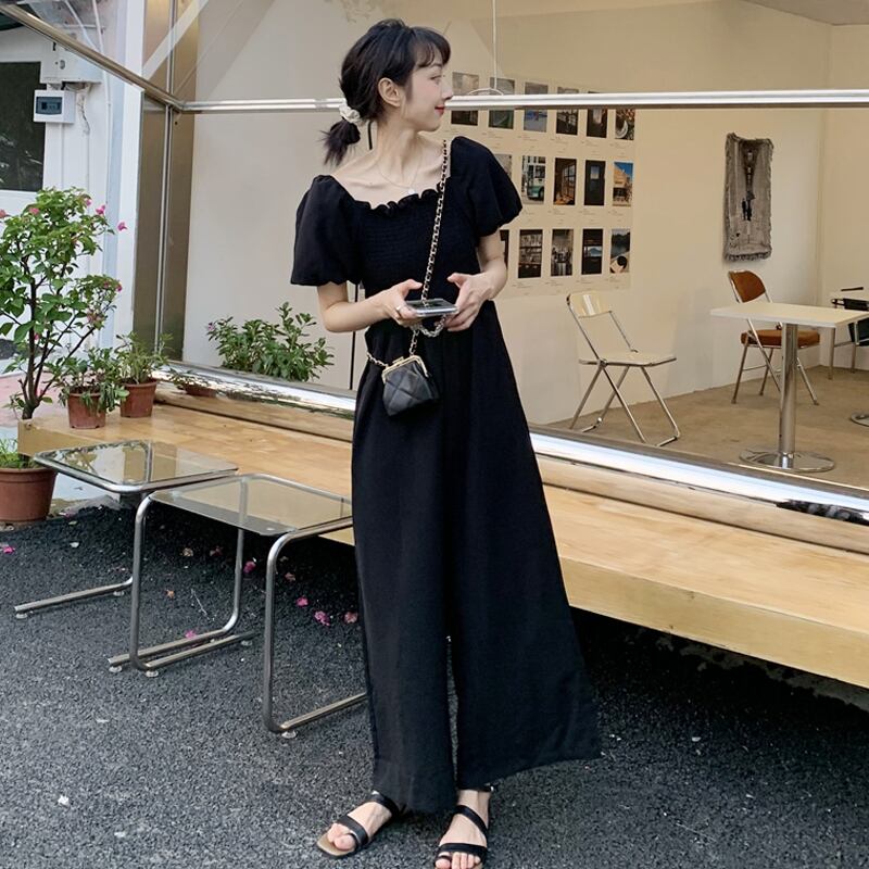 ブラックジャンプスーツ オールインワン サマーハイウェストウェストパンツ 夏物 スーパーモール2012310146