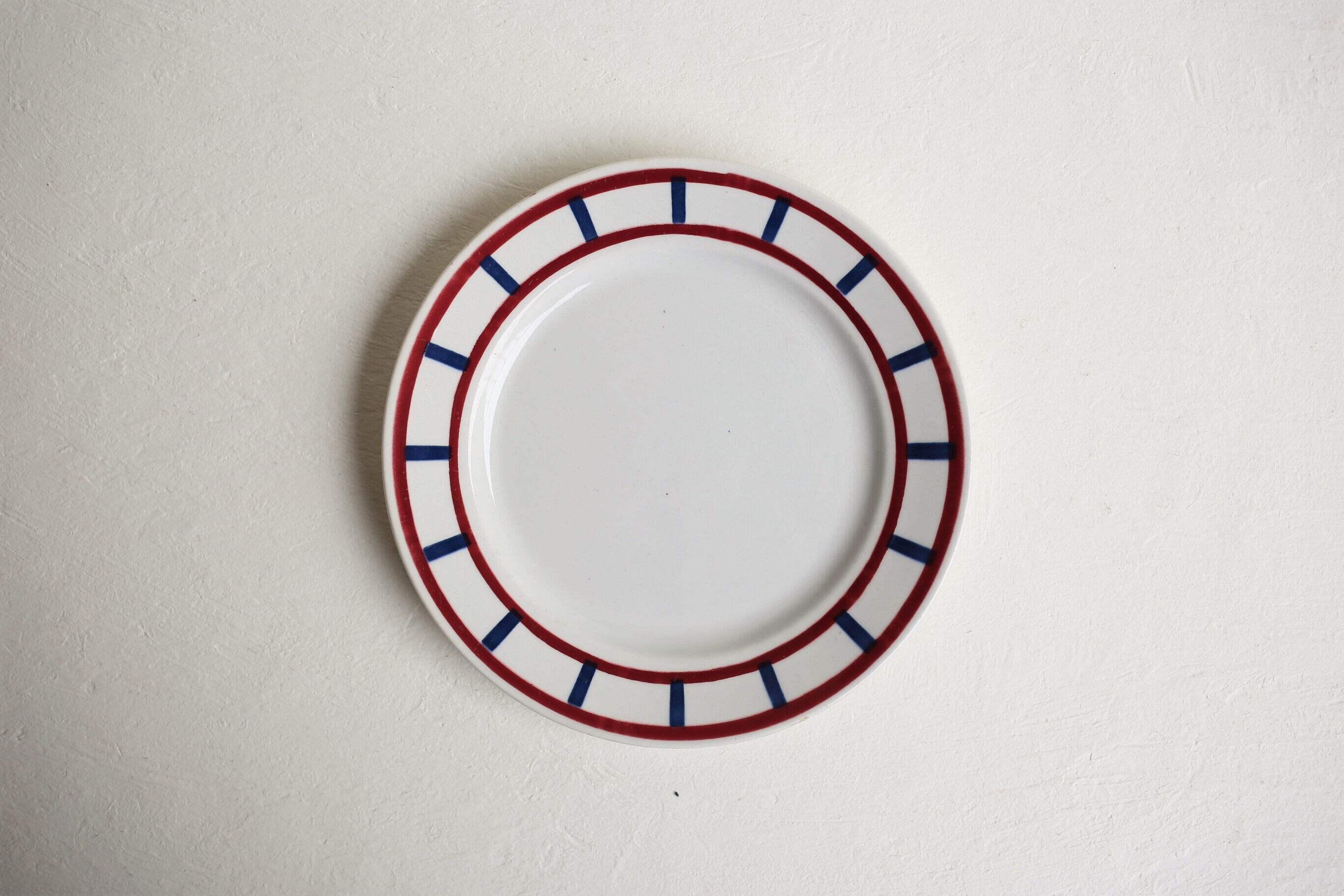 フランス アンティーク ヴィンテージ Badonviller バスク柄 パン皿 デザートプレート 20.5cm N-02100e