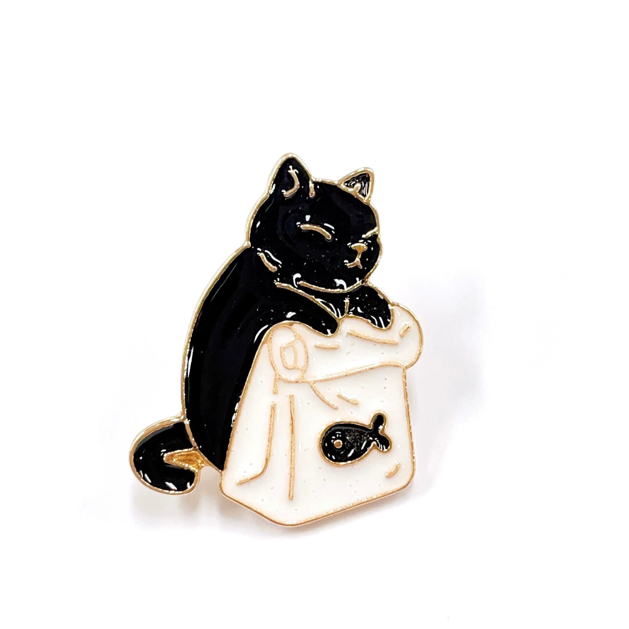 黒猫 猫 ねこ ブローチ ピンバッジ ブラック ユニーク ピンバッジ 面白い