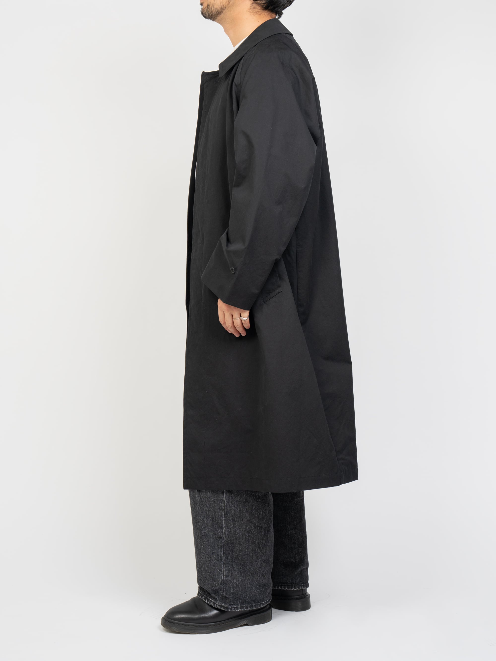 Cotton Bal Collar Over Coat (black) | OVY