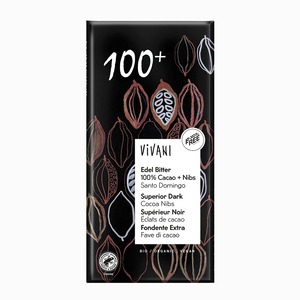 【人気】ヴィヴァーニ（Vivani）オーガニックエキストラダークチョコレート 100%+カカオニブ 80ｇ