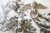1900s フランス ルーベンス 聖アンデレの殉教的プットーと大きなハンドルd ツマミ アンティーク