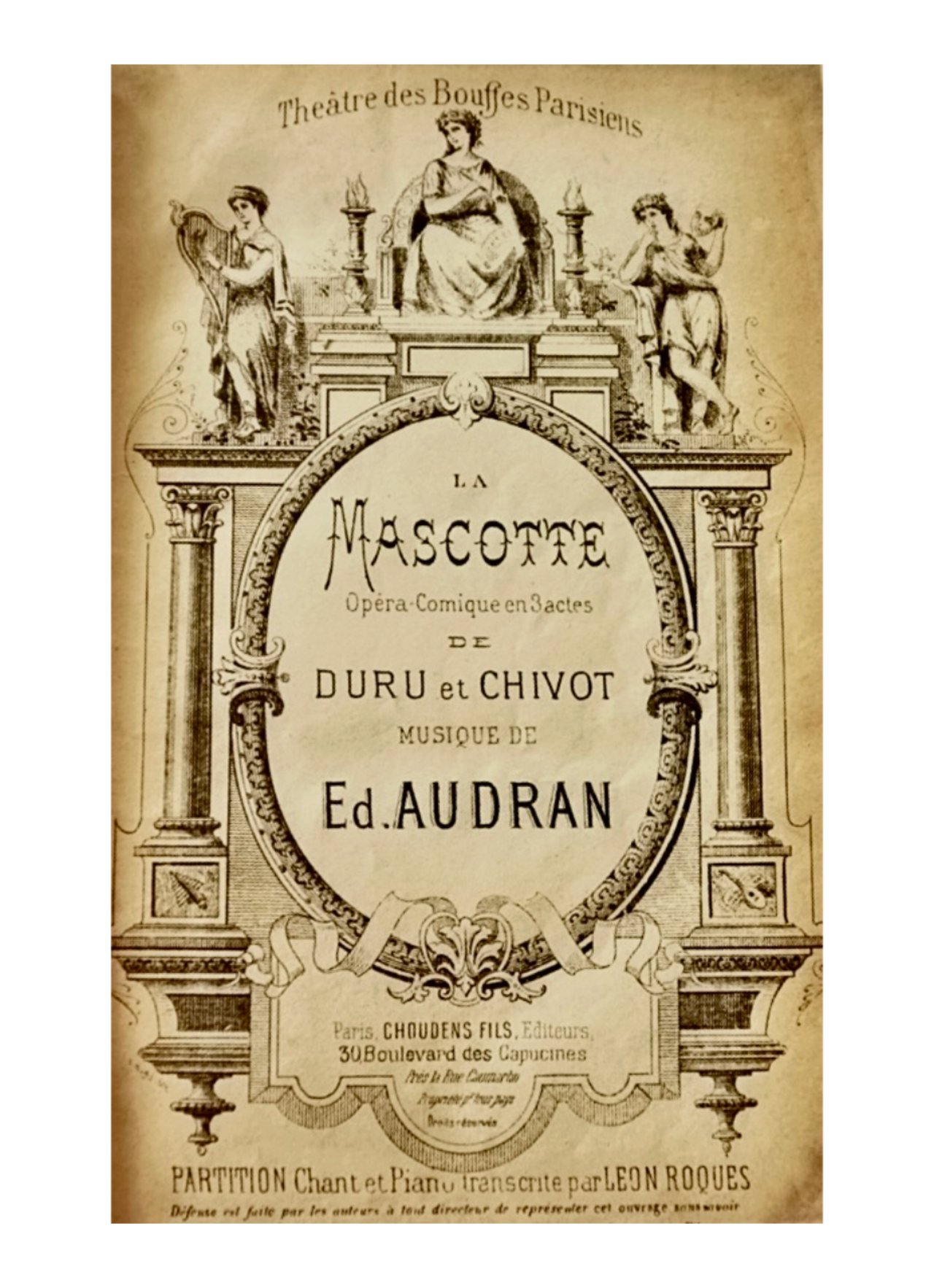 1894s フランス LA MASCOTTE 全3幕 オペレッタ ヴォーカルスコア パリジャン座 楽譜