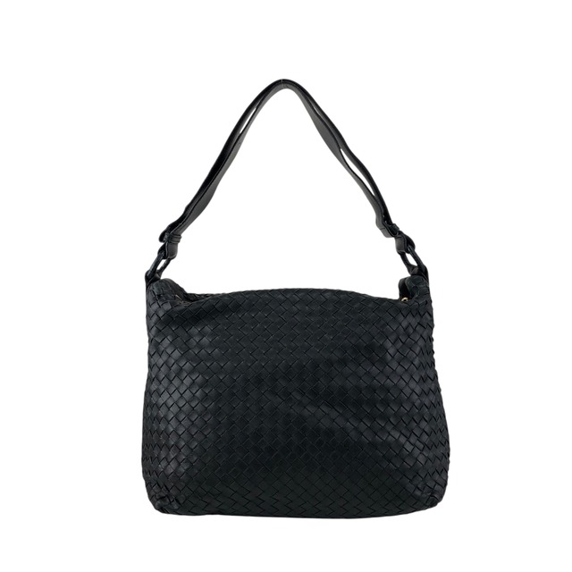 Bottega Veneta ボッテガ・ヴェネタ ショルダーバッグ ブラック レザー イントレチャート vintage ヴィンテージ オールド w3k2a2