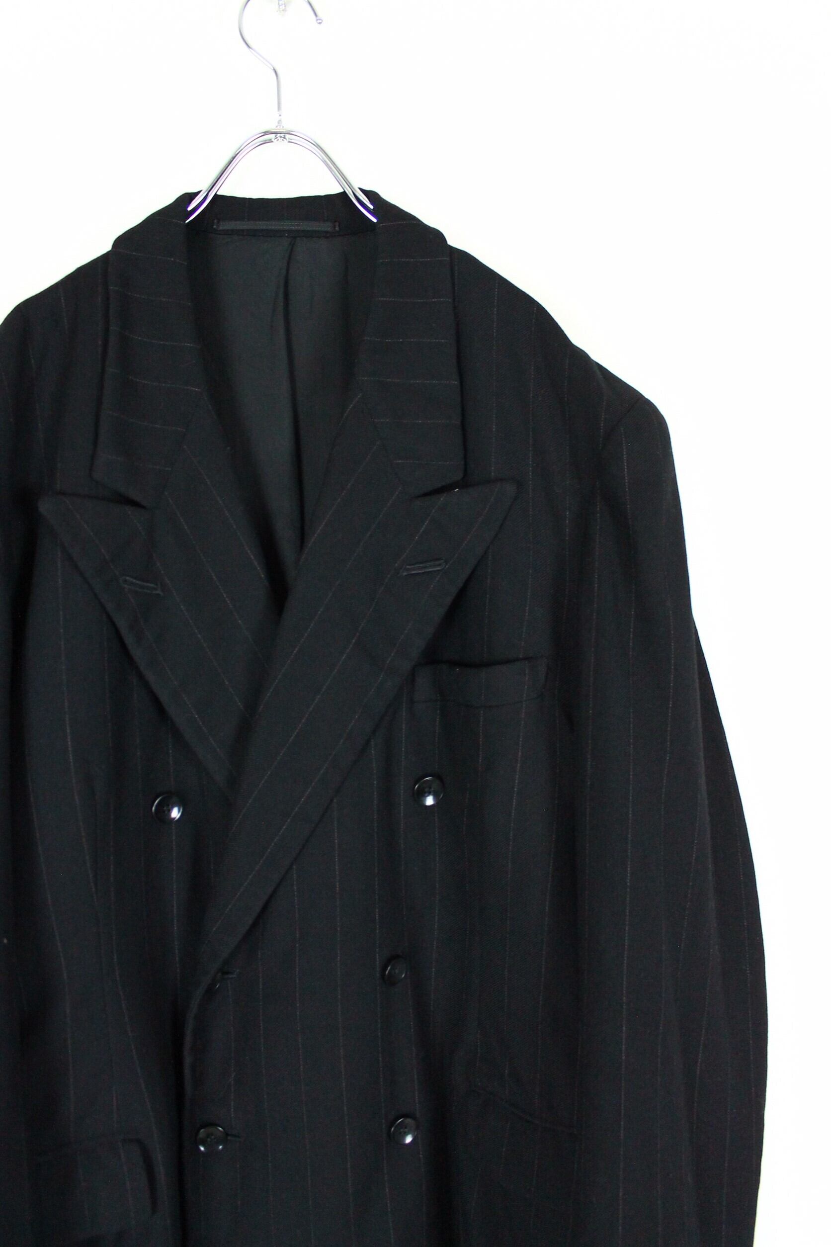 カシミア×ウール ブラック ダブルチェスターコート 【OT-0539】 | cv