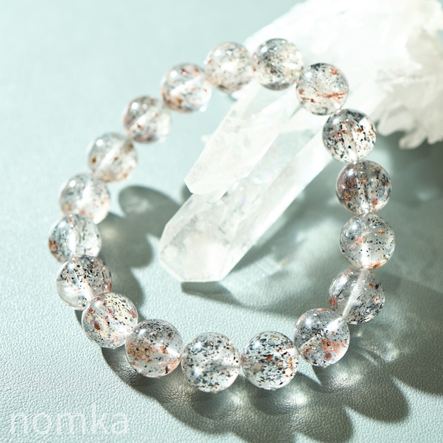 ブラックレピドライト＆ガーネット共生鉱【11mm /レア/ブラジル産】 一連ブレスレット nbra-0045