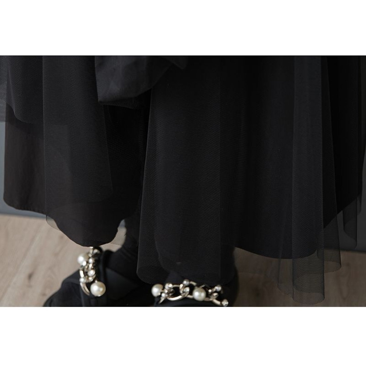 チュールレイヤード ロングスカート 00138