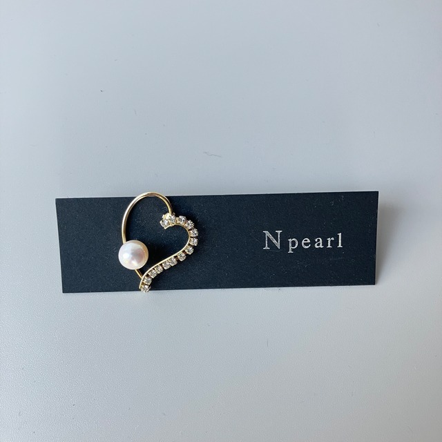 愛媛宇和島産  本真珠　パールピンブローチ　ハート（ゴールド）N pearl