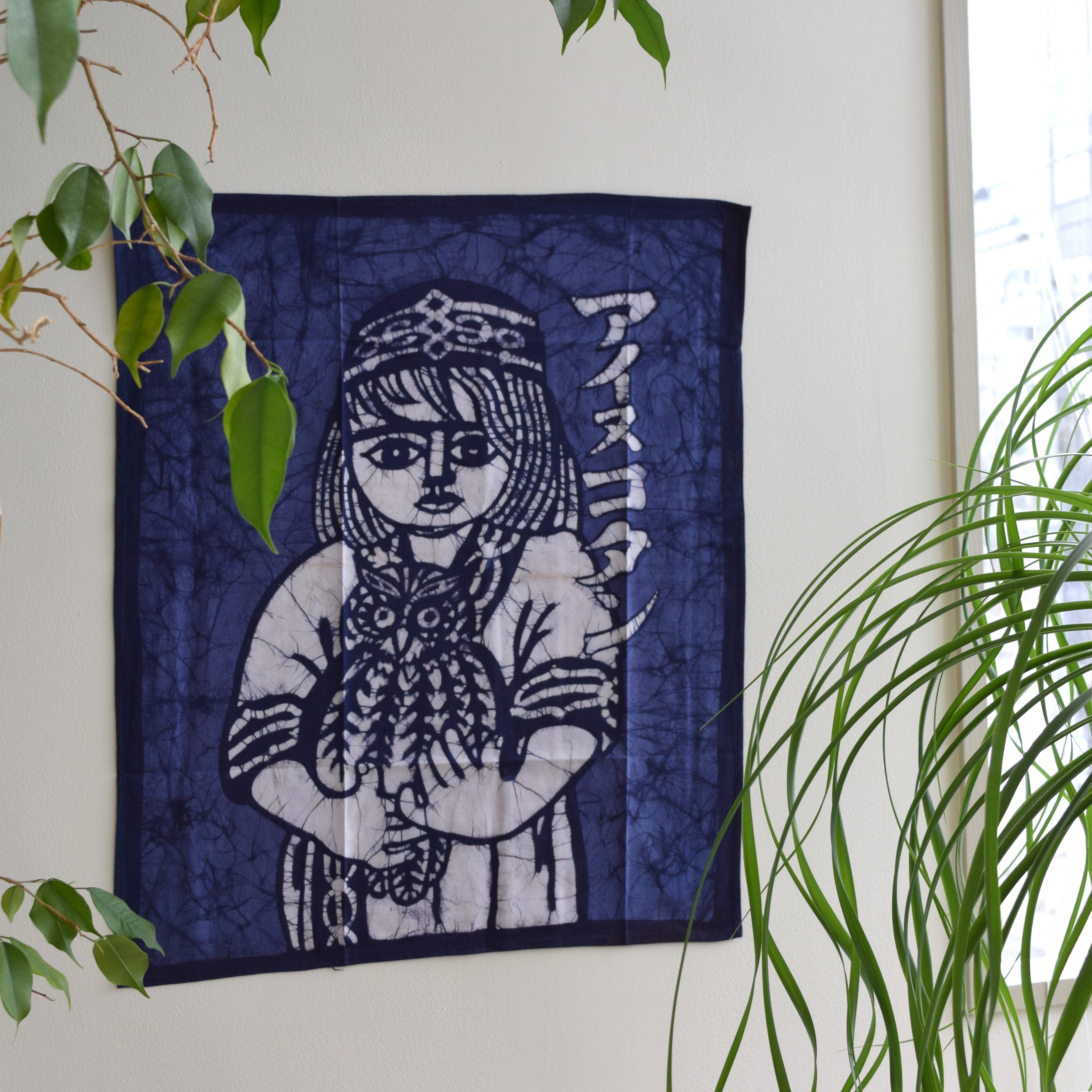 ろうけつ染めバンダナ(ふくろう) Batik scarf(owl) 【さっぽろアイヌ