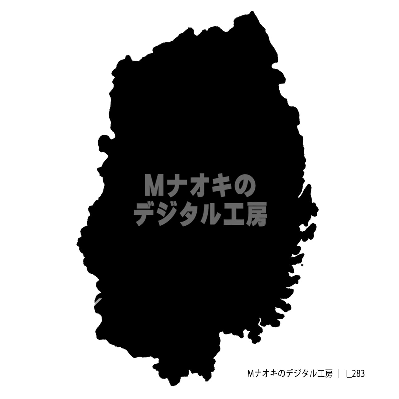 少しゆるい岩手県地図（シルエット） 【I_283】 A slightly casual map of Iwate Prefecture (silhouette)