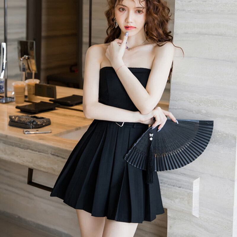 ワンピース セクシー チューブ ファッション 流行り ノースリーブ 黒 A