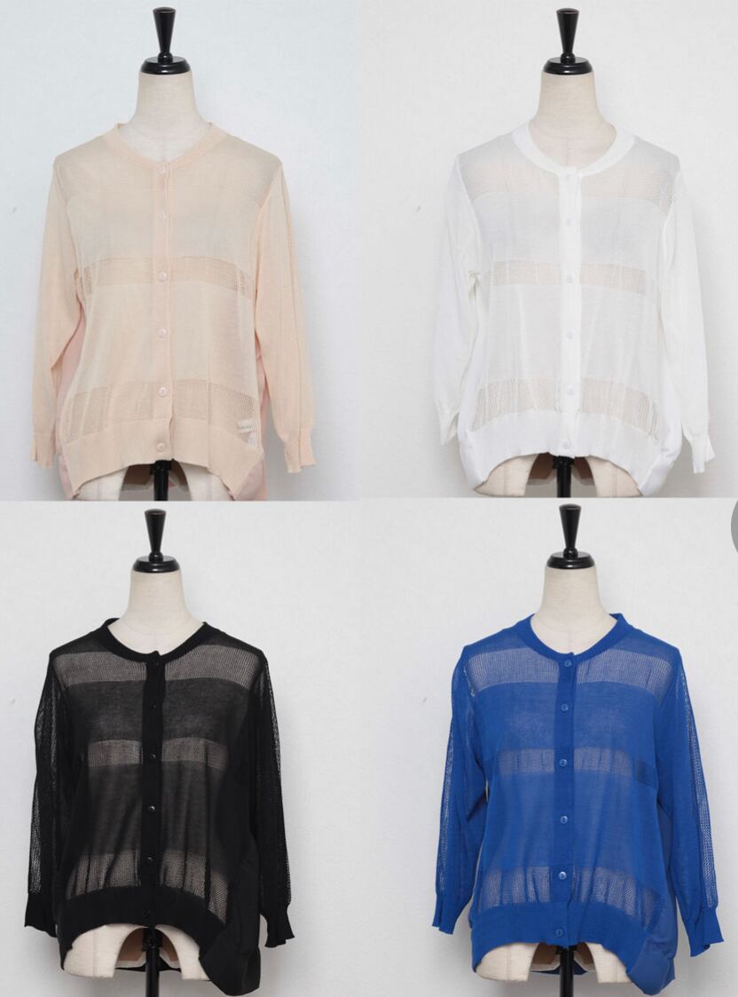 【select】透かし網切替カーディガン