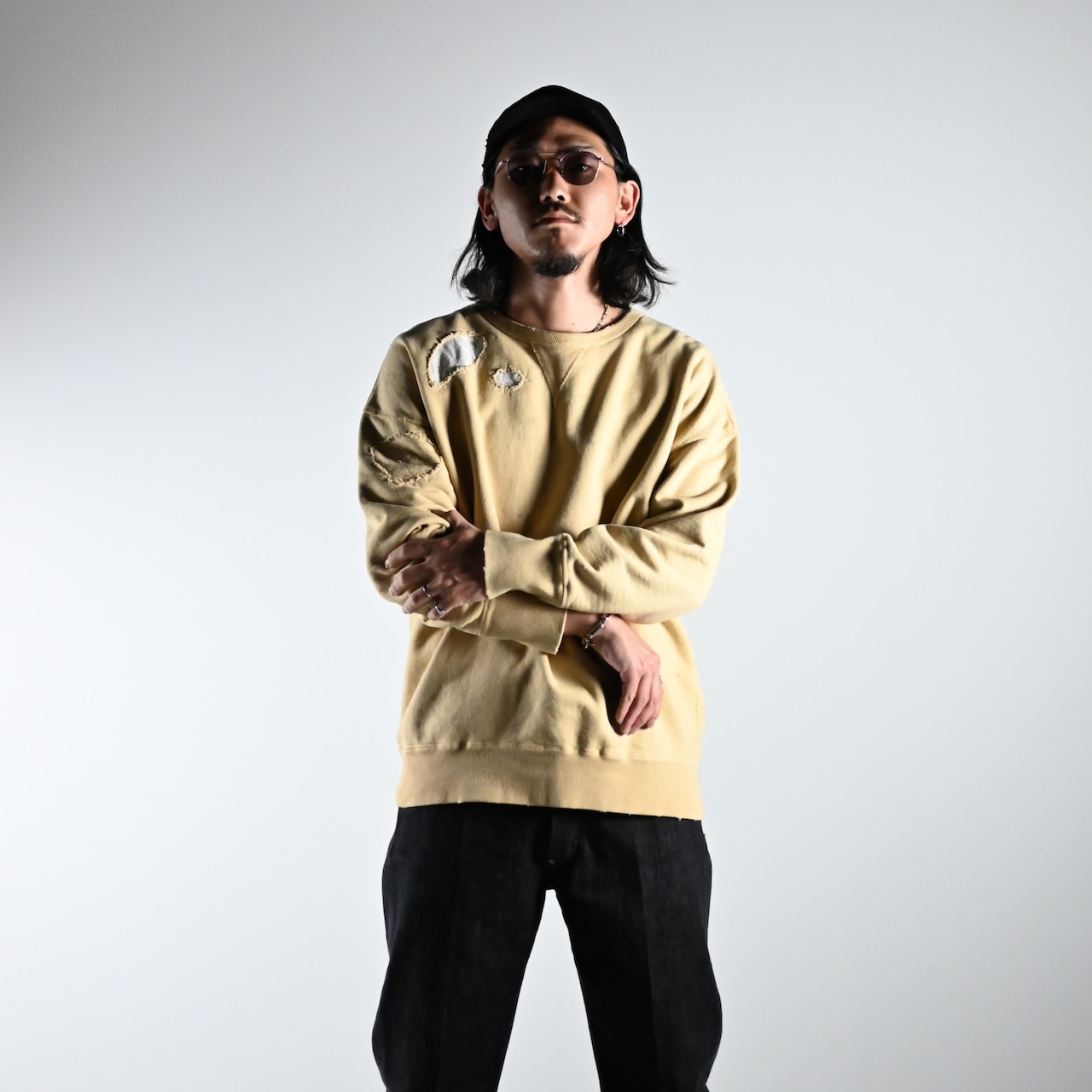 BOWWOW / REPAIRED FADED DOUBLE V SWEATSHIRT