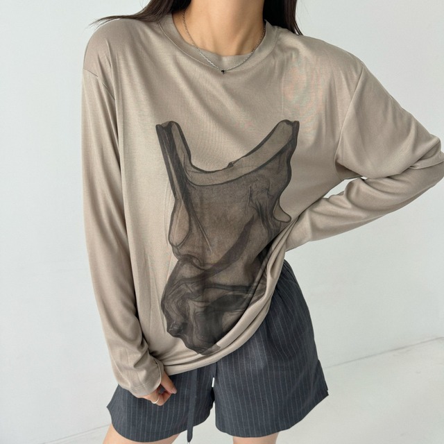 graphic print long-sleeve t-shirt L0207