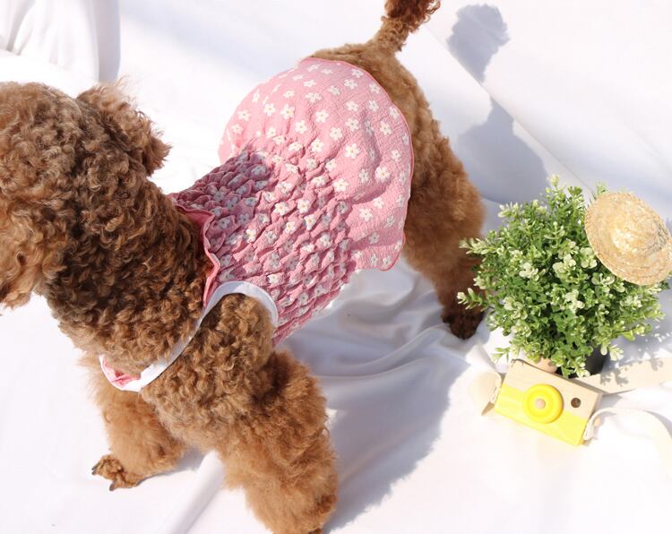 【SALE】daisy onepiece S ~ XL 3color  /  犬服 春夏 新作 ワンピース 小型犬 中型犬 犬の服 ドレス 袖なし 花柄 ドッグウェア 可愛い お揃い onepiece46