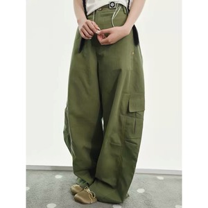 [TheNewYouthPark] Cotton Moss Green Workwear Pants