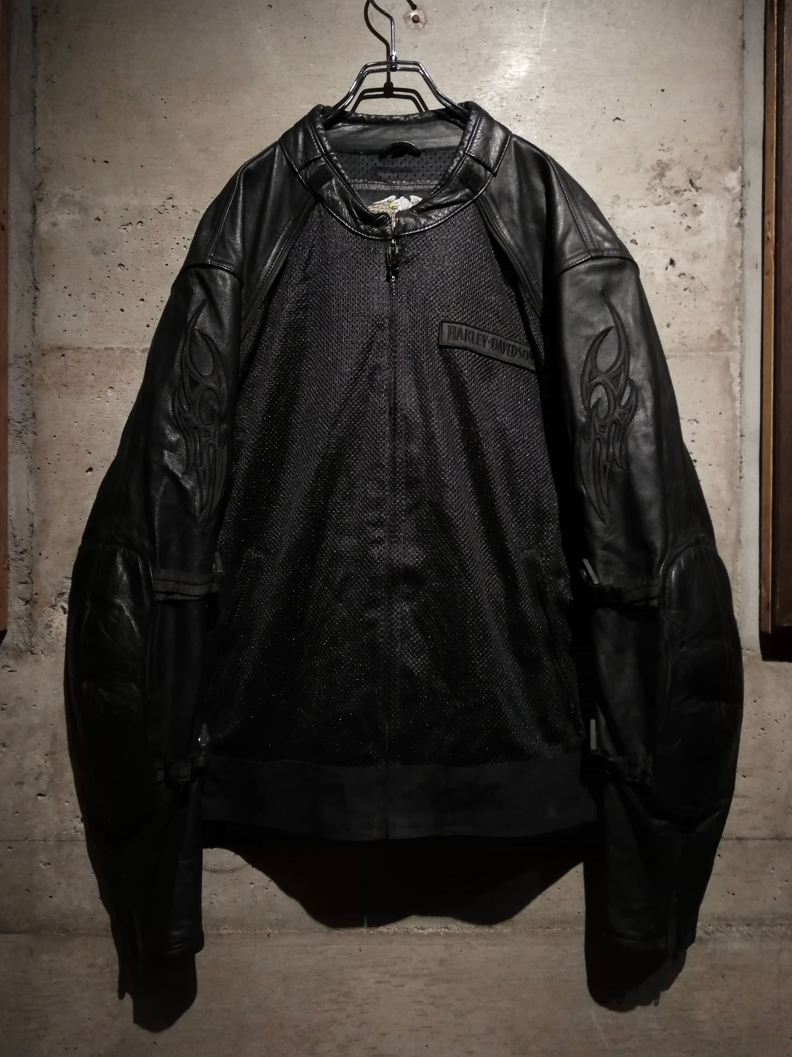 Caka】“HARLEY DAVIDSON” ”2WAY“ Embroidery Design Vintage Loose