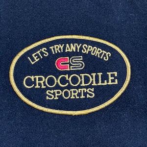 【CROCODILE SPORTS】日本製 スタジャン スタジアム ジャンパー ブルゾン 刺繍 ワッペン ツートンカラー ラインリブ ウール MADE IN JAPAN古着