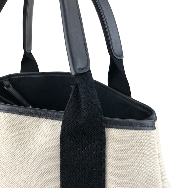 BALENCIAGA バレンシアガ カバスS ハンドバッグ ホワイト×ブラック ロゴ キャンバス トートバッグ vintage ヴィンテージ オールド bpp756