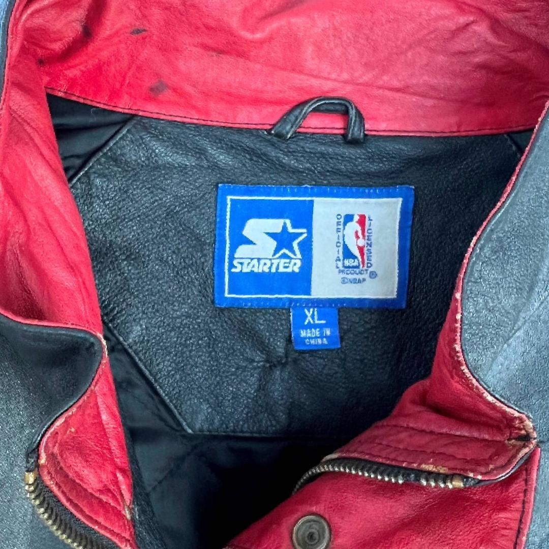 s スターター NBAレザージャケット XL ブラック シカゴ・ブルズ