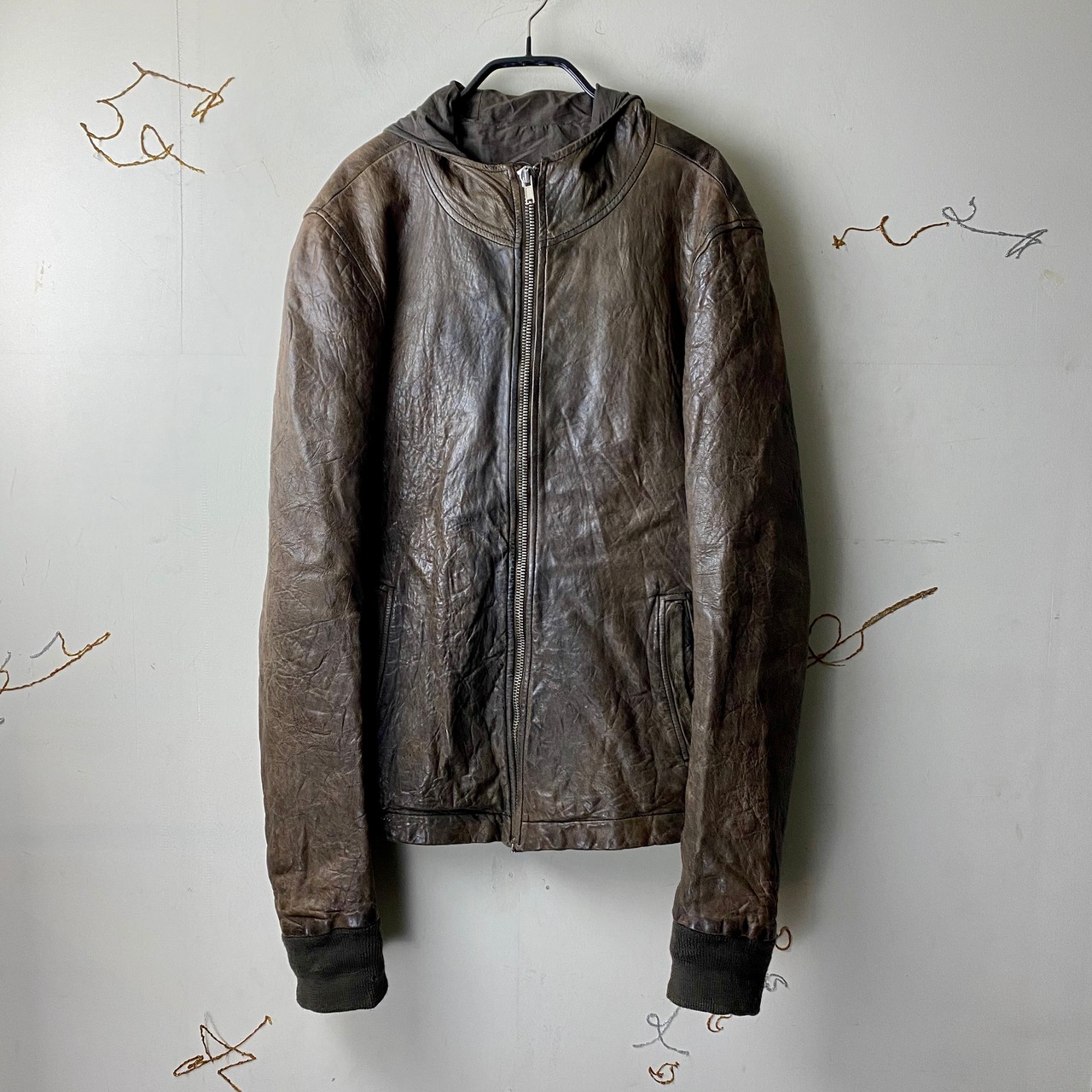 RICK OWENS leather hoodie