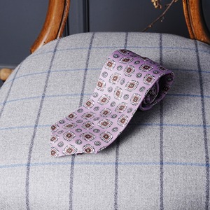 5-Fold Printed Silk Tie:pink purple 2090-25