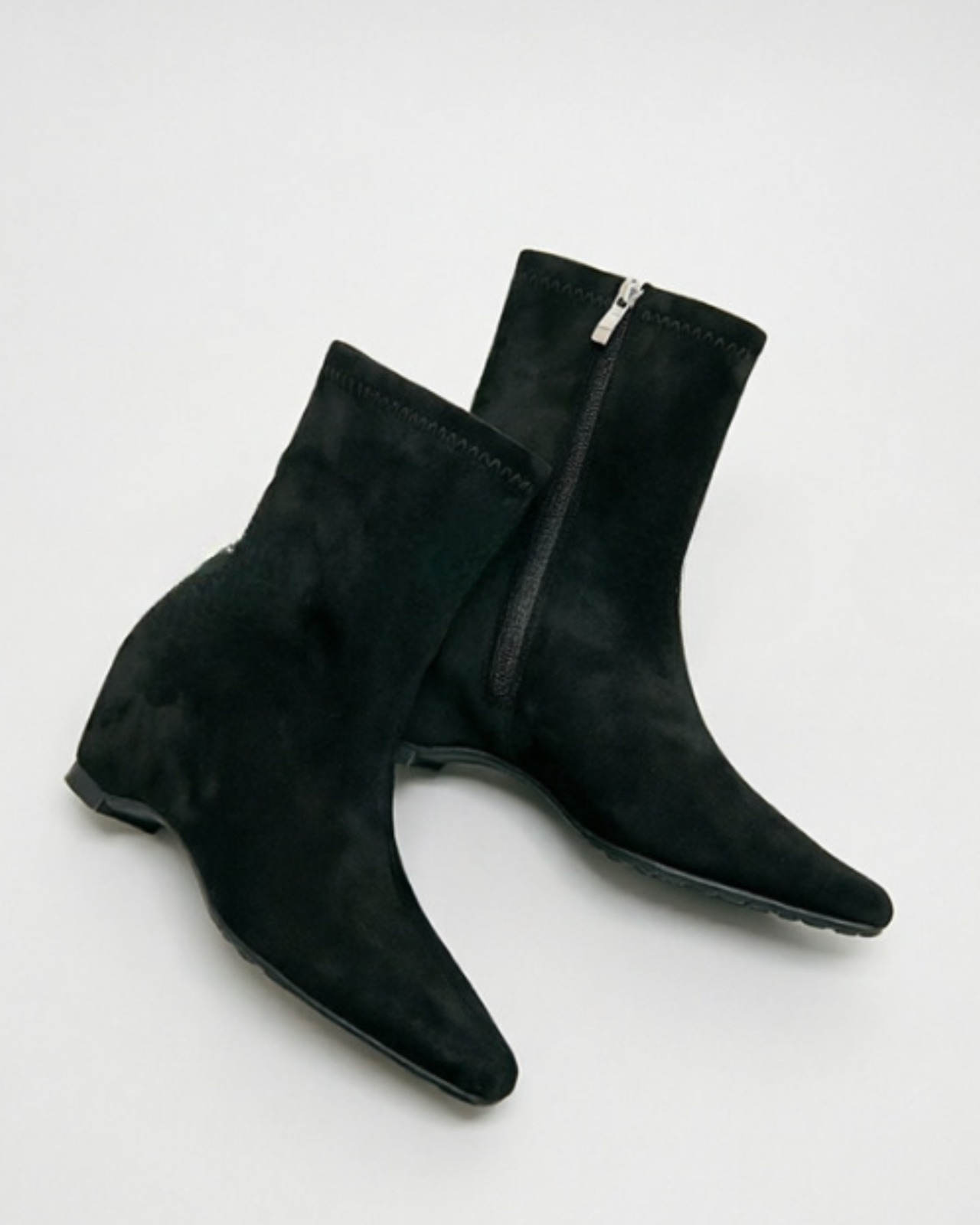 シープスエード インヒールショートブーツ