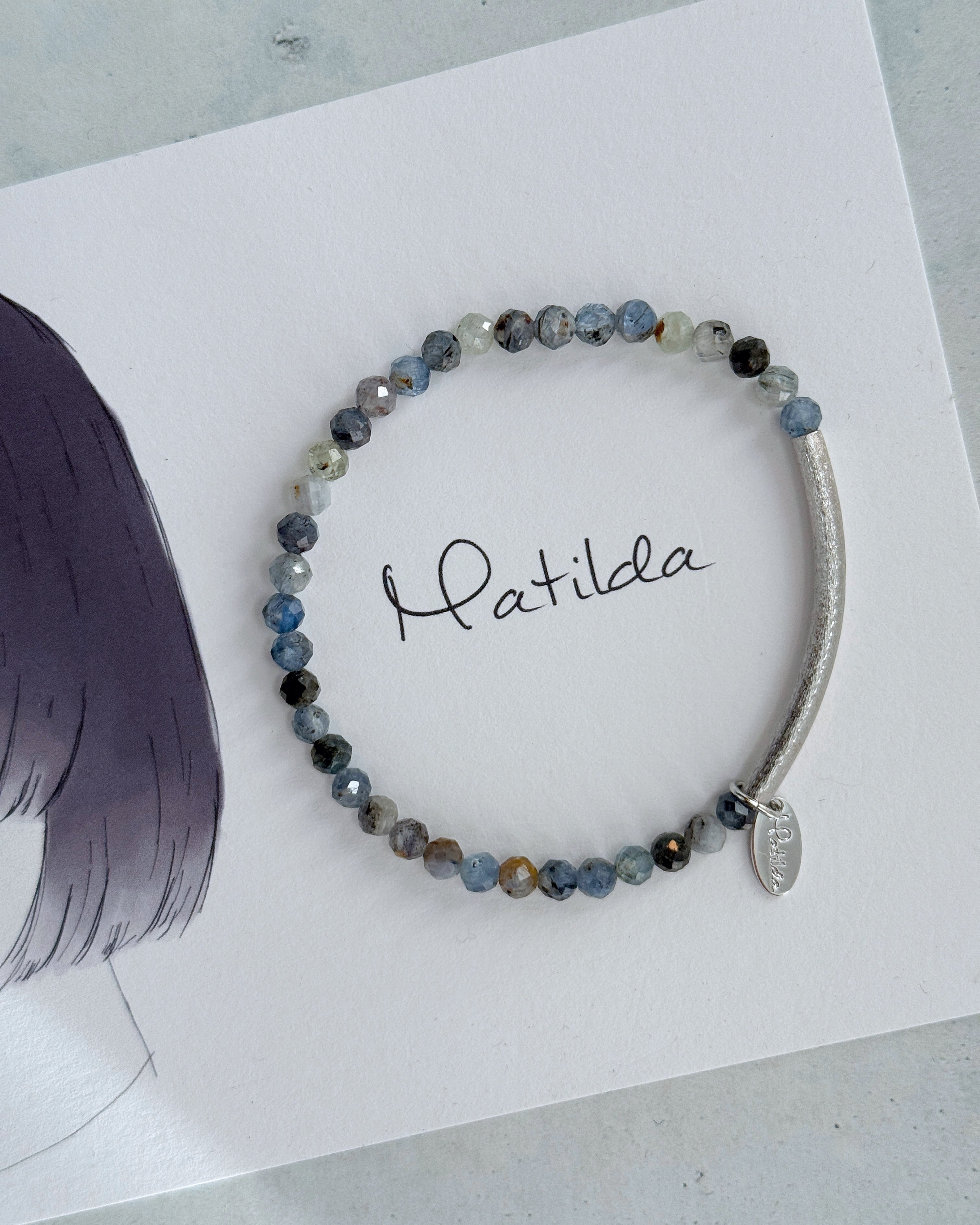 Tube & stone bracelet(カイヤナイト)