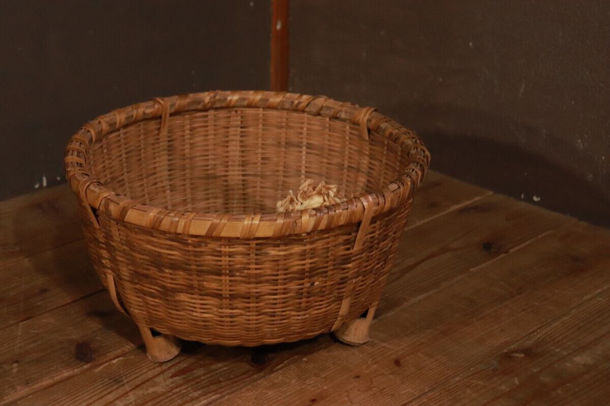 №308 竹籠/編籠/花籠/古道具/古雑貨/インテリア/アンティーク