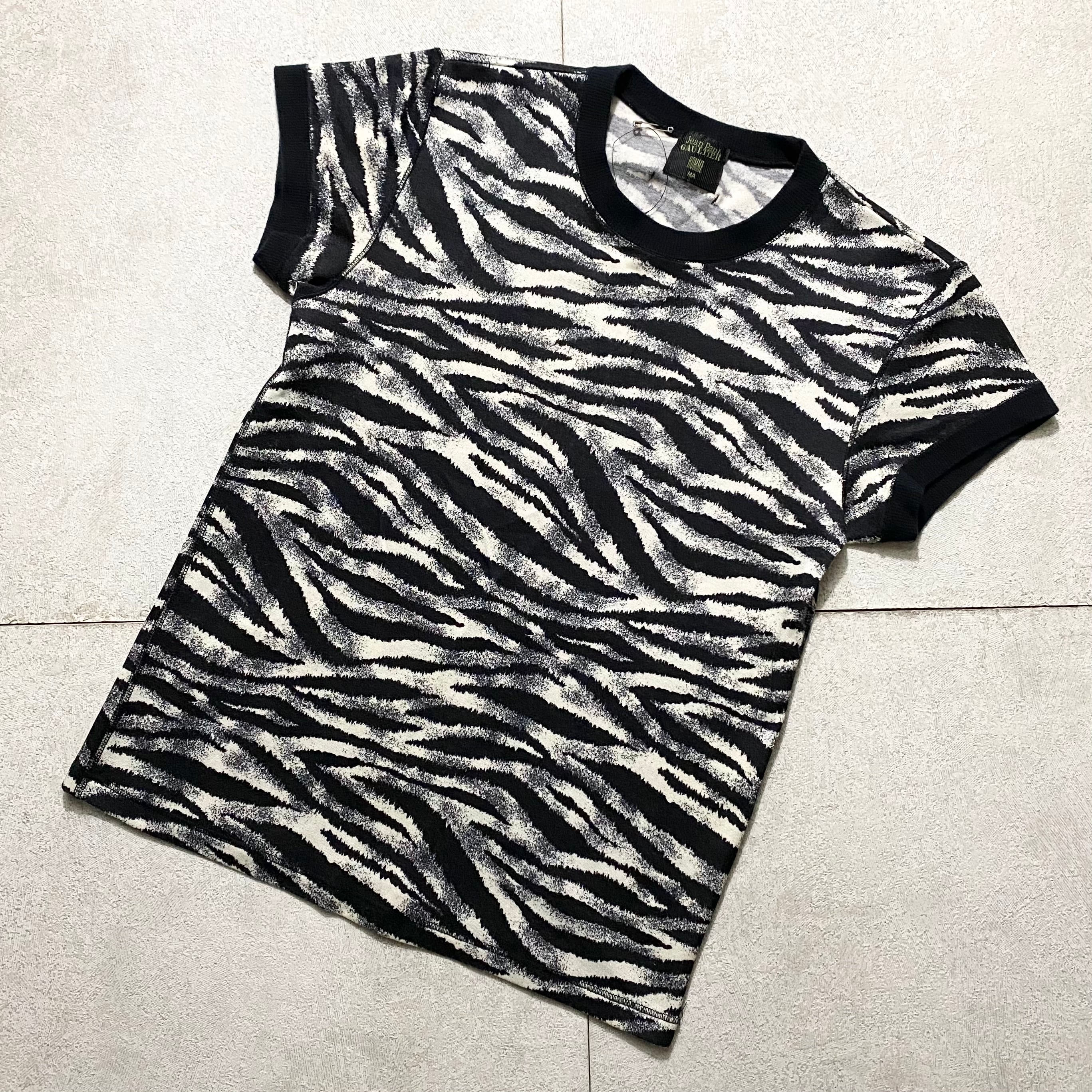 JEAN PAUL GAULTIER HOMME zebra pattern stretch fabric pullover 