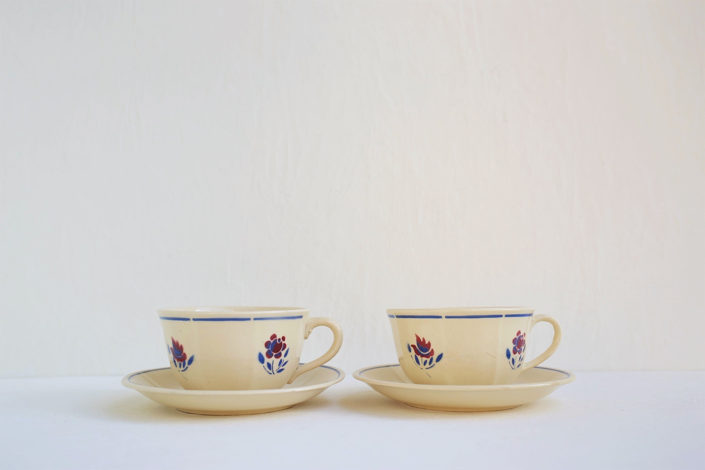 フランス アンティーク ヴィンテージ K&G LUNÉVILLE リュネヴィル 大きめのカップ&ソーサー ショコラカップ N-03854