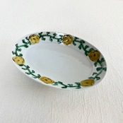 村田菜穂美作　楕円リムプレート細　黄花唐草模様　［2104130001321］