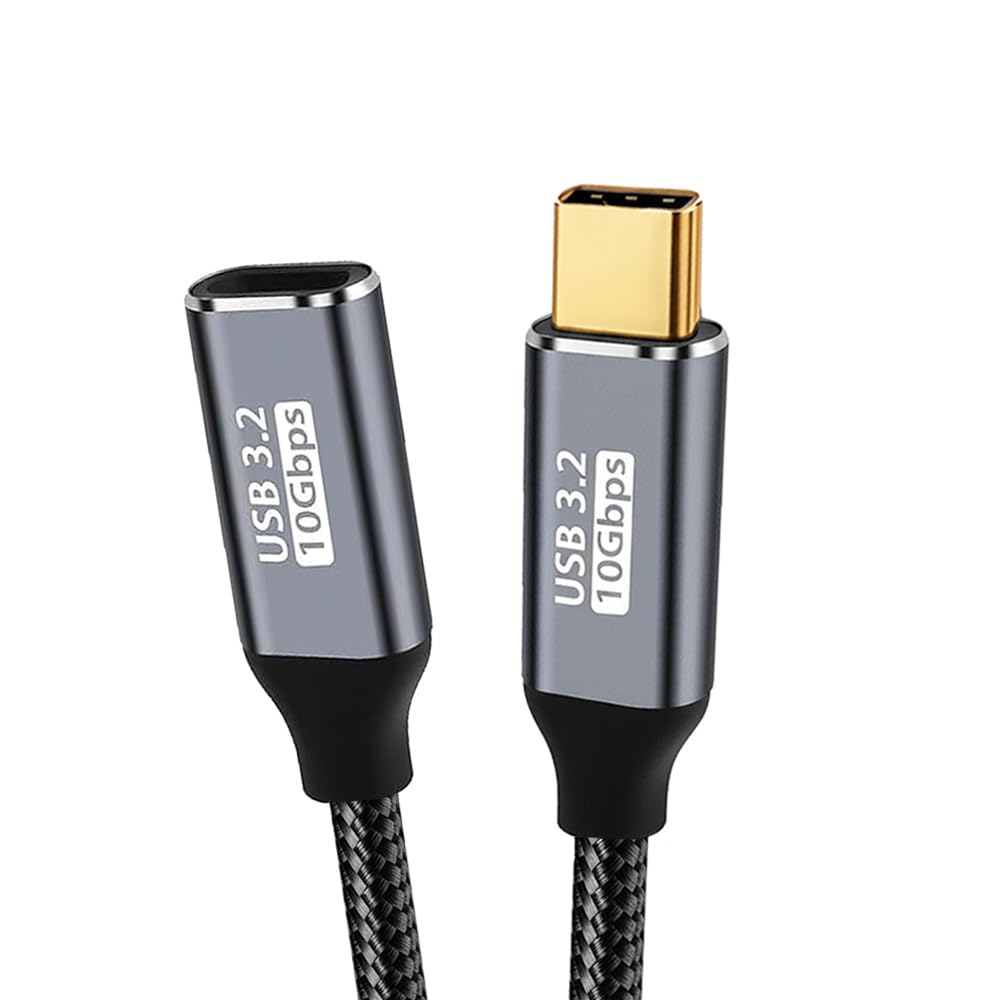 Type C 延長ケーブル 0.25M USB C to C 延長コード USB3.2 Gen2(10Gbps) 100W PD急速充電対応 ナイロン編み MacBook、Surface、Dell XPS、Xperia、Galaxy、Pixel等のType-C機器対応