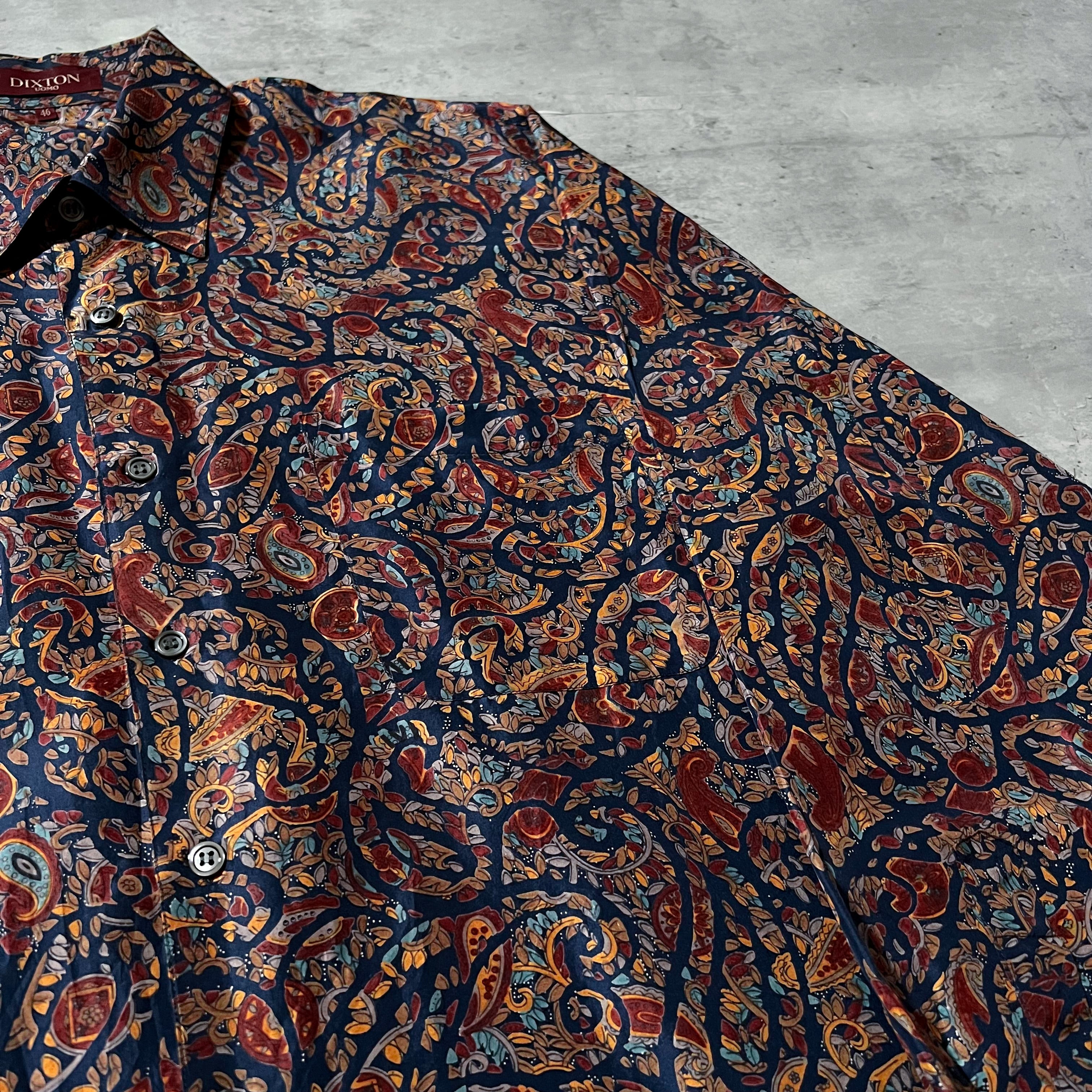 80s-90s paisley pattern silk shirt japanese vintage ペイズリー柄