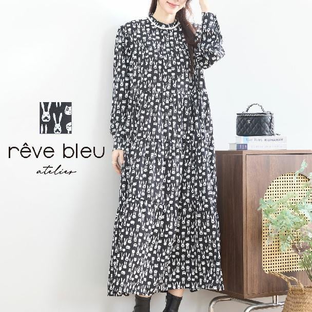 reve bleu】ラビット柄 デザインワンピース ロングワンピース