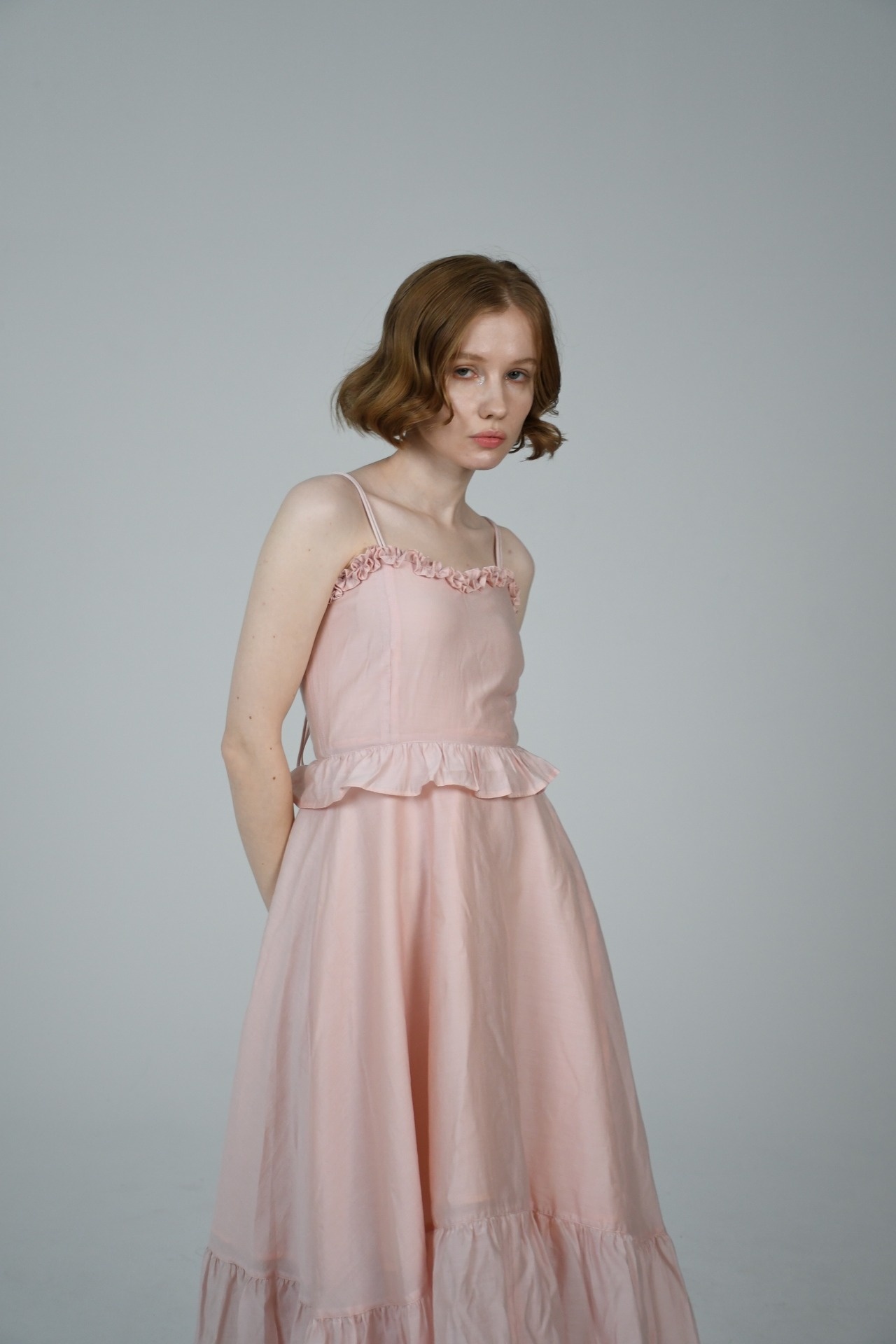 pink frill ribbon dress