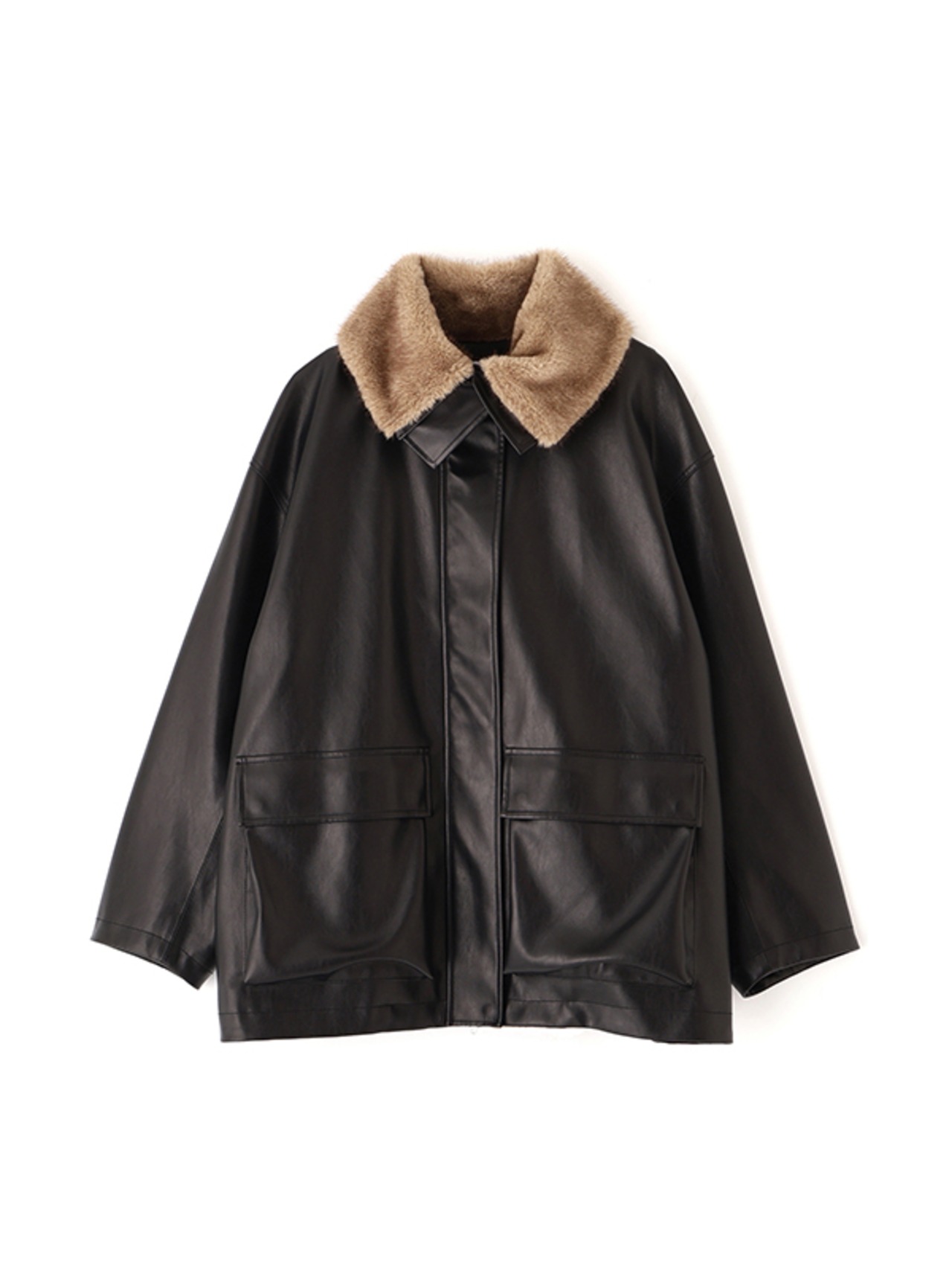 ETRE TOKYO ファーカラーフェイクレザーブルゾン 2色展開