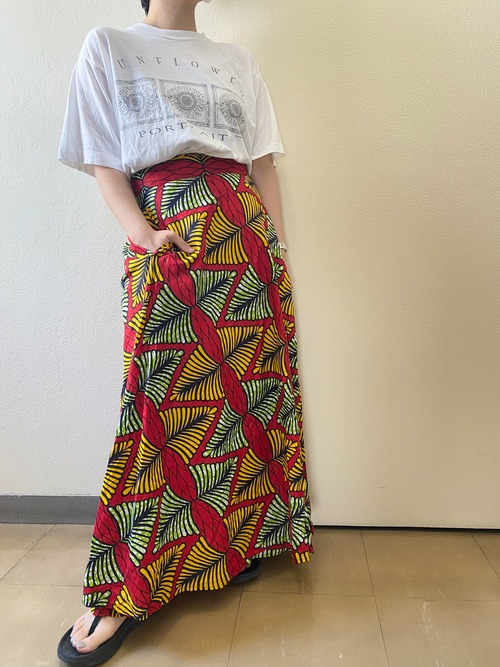 used African Batik wrap skirt