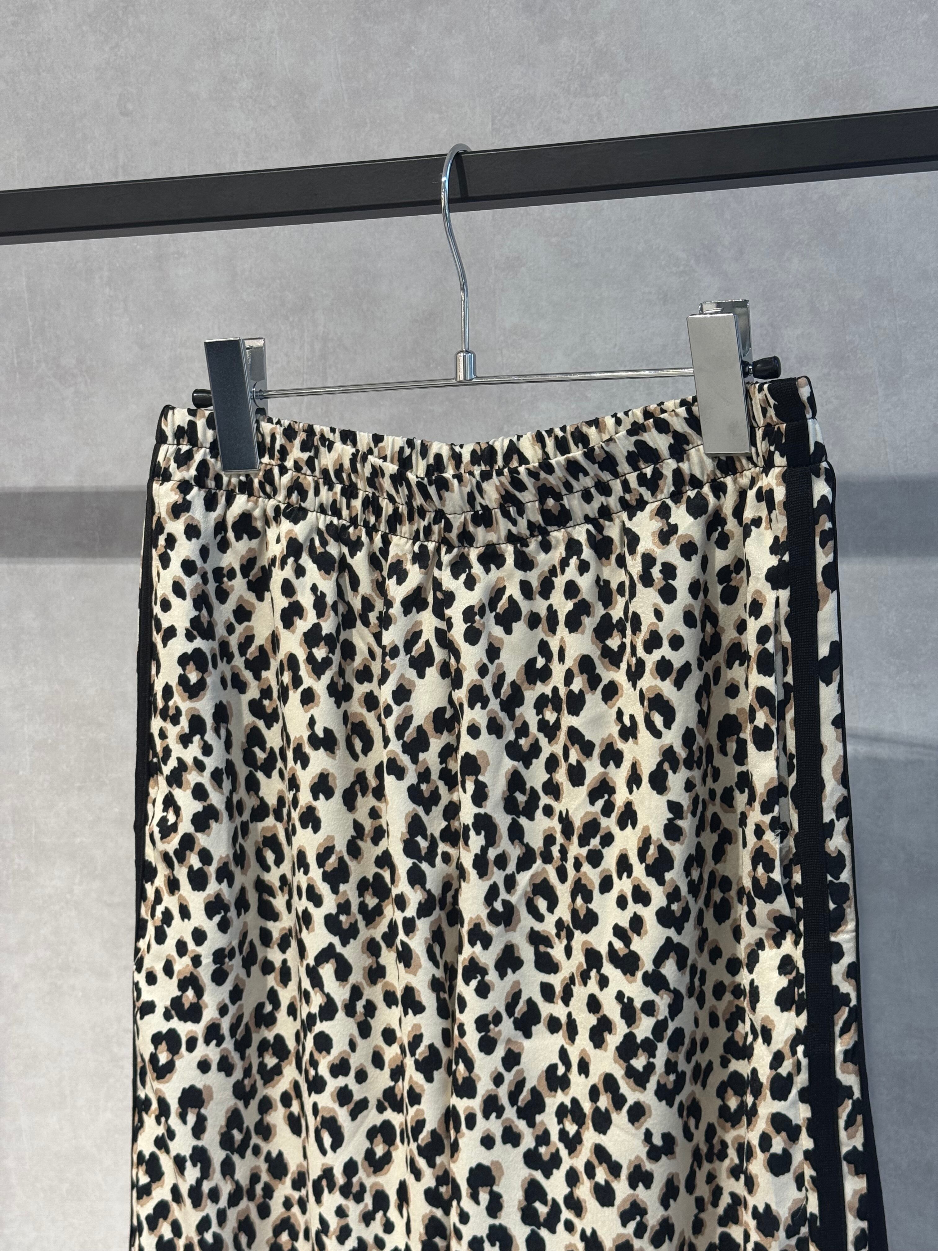 leopard satin line pants